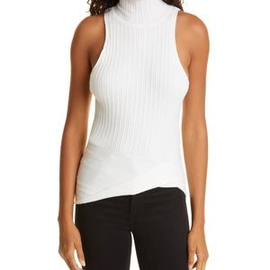 RAMY BROOK WHITE SLEEVELESS RIBBED TOP
